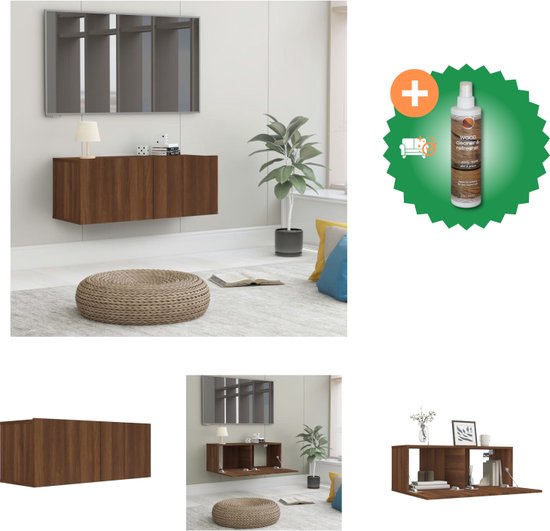 vidaXL Tv-meubel wandgemonteerd 80x30x41 cm bruineikenkleurig, tv kast, wandkast, tv dressoir, opbergkast, tv kastje, tv wandmeubel, wandmeubel