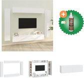 vidaXL 8-delige Tv-meubelset bewerkt hout wit - Kast - Inclusief Houtreiniger en verfrisser