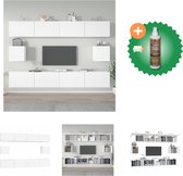 vidaXL 6-delige Tv-meubelset bewerkt hout wit - Kast - Inclusief Houtreiniger en verfrisser