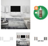 vidaXL 6-delige Tv-meubelset bewerkt hout hoogglans wit - Kast - Inclusief Houtreiniger en verfrisser