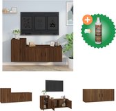 vidaXL 2-delige Tv-meubelset bewerkt hout bruineikenkleurig - Kast - Inclusief Houtreiniger en verfrisser