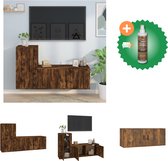 vidaXL 2-delige Tv-meubelset bewerkt hout gerookt eikenkleurig - Kast - Inclusief Houtreiniger en verfrisser
