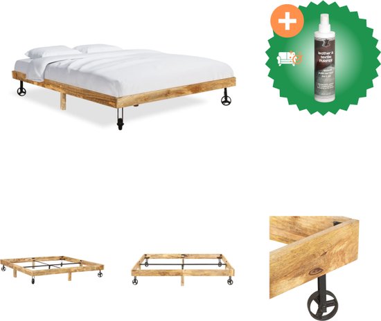 vidaXL Bedframe massief mangohout 200x200 cm - Bed - Inclusief Reiniger