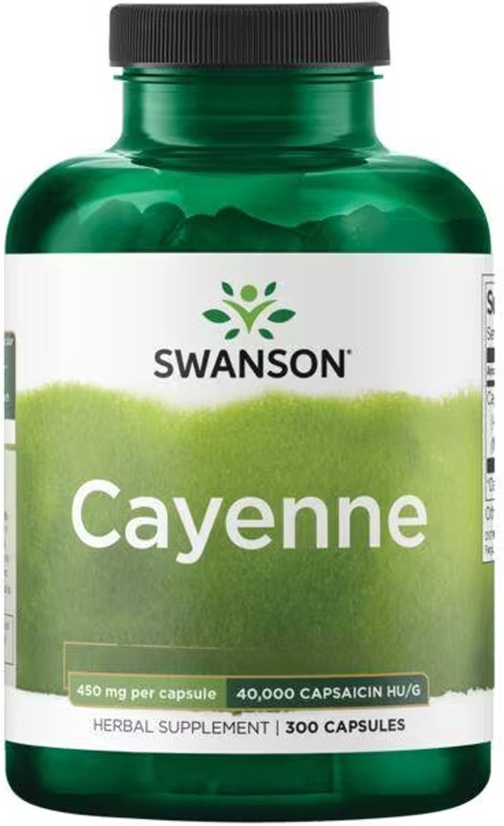 Goedkoopste Swanson - Cayenne - Kruidensupplement - 40.000 Capsaïcine HU - 450 mg - 300 Capsules
