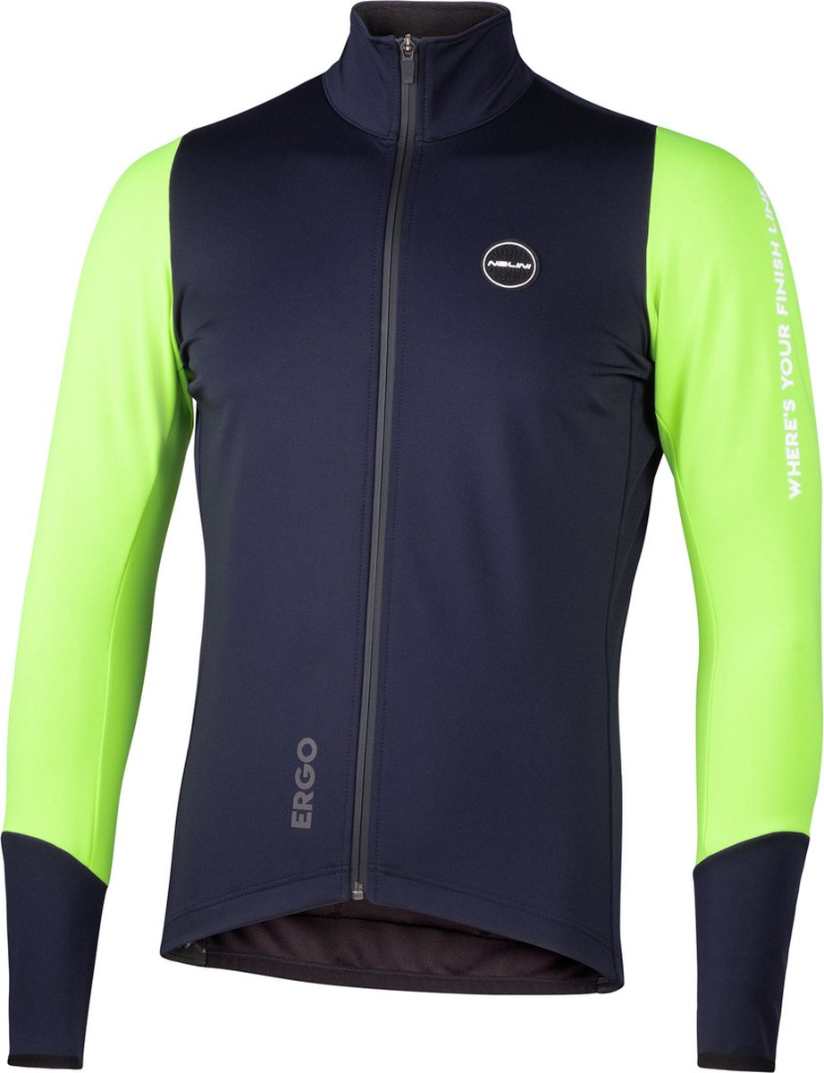 Nalini - Heren - Fietsjack winter - Warm Wielrenjack - Blauw - Geel - ERGO LIGHT JKT - XXXL