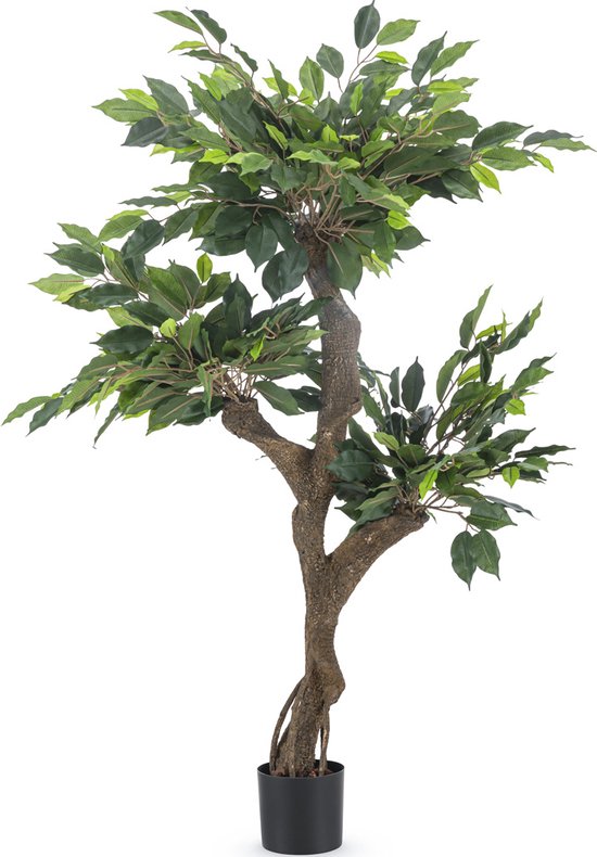 Foto: Kunstplant ficus crazy 120 cm zijden kunstplant meanderende houten stam