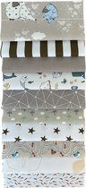 BINK Bedding - 10 lapjes - Quilt Patchwork - Naturel 25 x 25 cm. Set = 10 lapjes