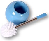 Élégante brosse de toilette ronde avec support en céramique bleu clair | Élégant et pratique pour chaque salle de bain