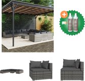 vidaXL 12 delige Loungeset met kussens poly rattan grijs Tuinset Inclusief Onderhoudsset