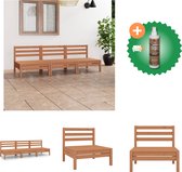 vidaXL 3 delige Loungeset massief grenenhout honingbruin Tuinset Inclusief Houtreiniger en verfrisser