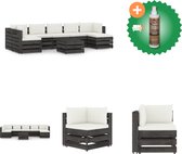 vidaXL 8 delige Loungeset met kussens grijs geïmpregneerd hout Tuinset Inclusief Houtreiniger en verfrisser
