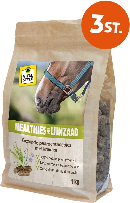 VITALstyle Healthies Met Lijnzaad - Gezonde Paardensnoepjes - Laag In Suiker - 1 kg - 3 stuks