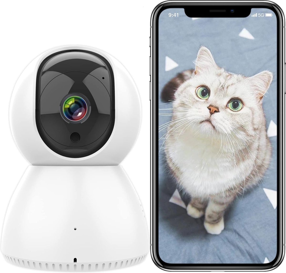Wifi Camera Bewakingscamera - Nachtzicht, Bewegingsdetectie - Huisdier Camera voor Realtime Monitoring en Veiligheid thuis