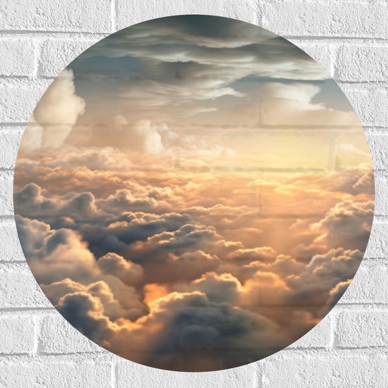 Muursticker Cirkel - Wolken - Lucht - 60x60 cm Foto op Muursticker