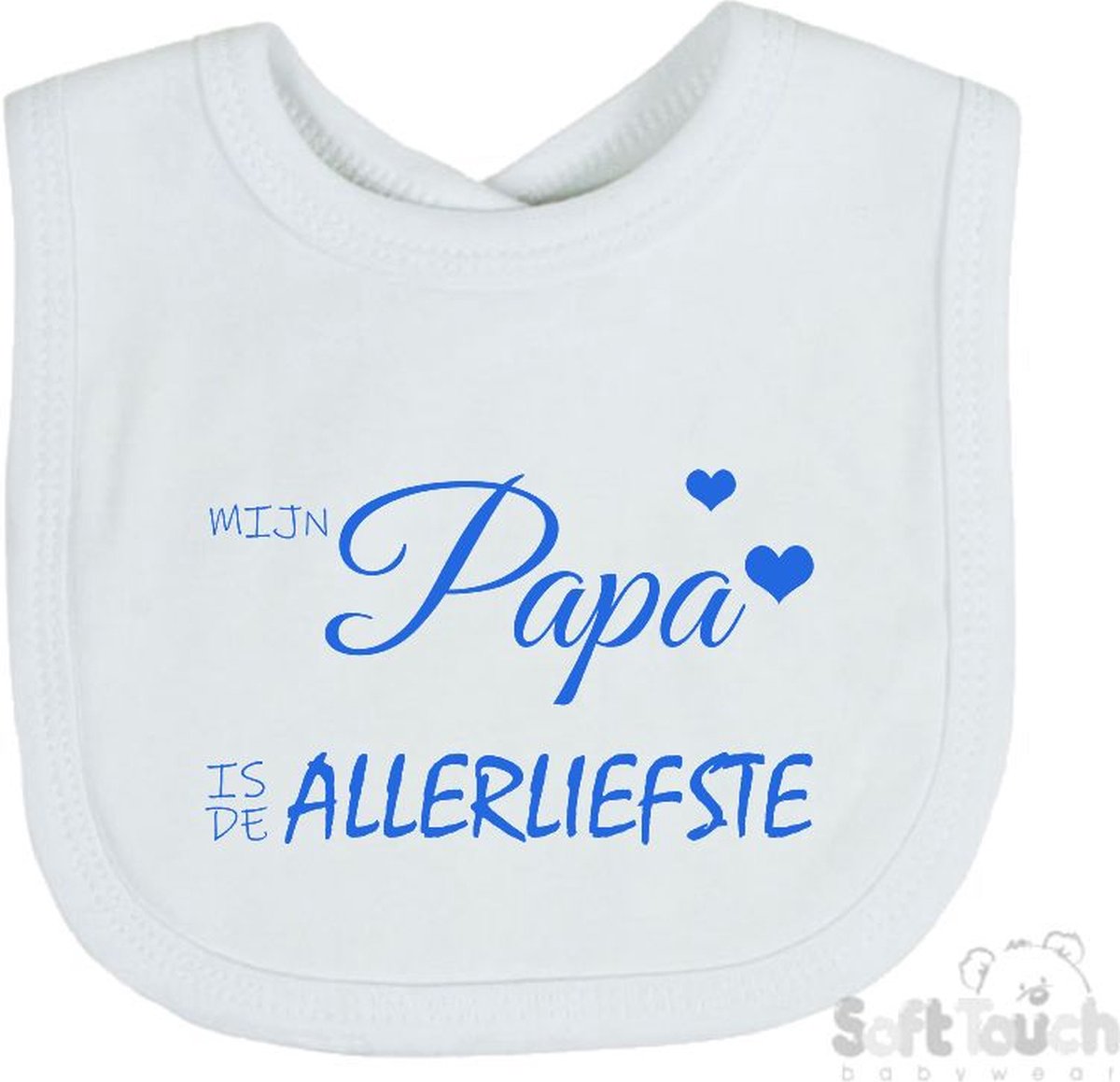 Goedkoopste Soft Touch Slabber Slabbetje Slab Mijn papa is de allerliefste Vaderdag Unisex Katoen Wit/blauw Maat 33x22 Cm