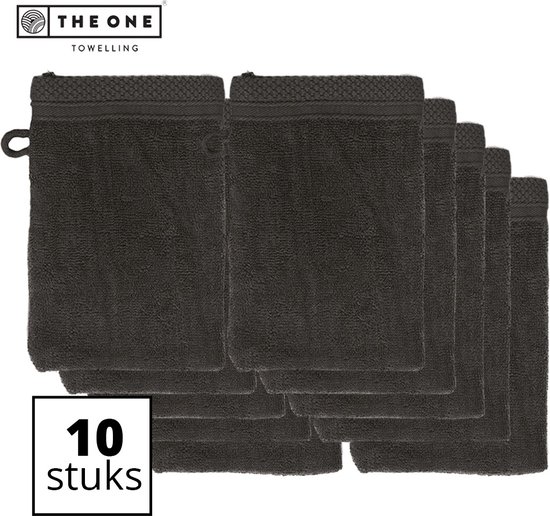 The One Towelling Ultra Deluxe washandjes - Washanden - Voordeelverpakking - 100% katoen - Antraciet - 10 Stuks