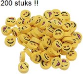 Polymeer klei, plat-ronde kralen, smileys / emoticons, 10x3mm, geel. Per 200 kralen!!