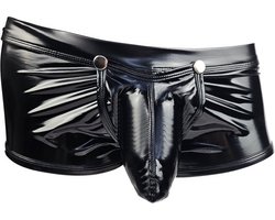 BamBella ® - Boxer short Maat XL Datex Zwart (Latex en stof SM kleding BDSM kruisloos erotische heren kleding