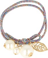 Épingle à cheveux cheveux élastique Glitter perle perles Perles feuille Wit or Blauw couleur Cheveux perles élastiques perles