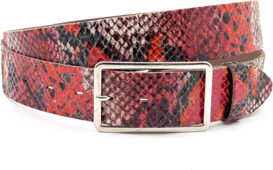 Thimbly Belts Dames riem rood slang - dames riem - 4 cm breed - Rood - Echt Leer - Taille: 95cm - Totale lengte riem: 110cm