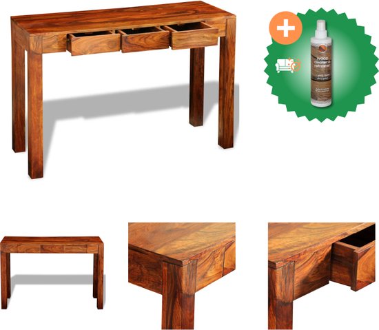 vidaXL Table murale avec 3 tiroirs 80 cm Bois de Sesham massif - Table - Comprend un nettoyant et un assainisseur pour bois