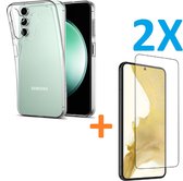 Silicone hoesje transparant met 2 Pack Tempered glas Screen Protector Geschikt voor: Samsung Galaxy S23 FE