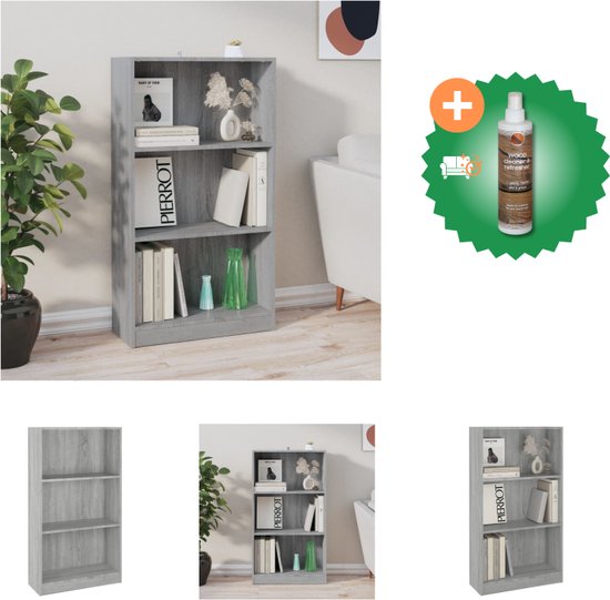 vidaXL Boekenkast 60x24x109 cm bewerkt hout grijs sonoma eikenkleurig - Kast - Inclusief Houtreiniger en verfrisser