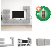 vidaXL 8-delige Tv-meubelset spaanplaat betongrijs - Kast - Inclusief Houtreiniger en verfrisser