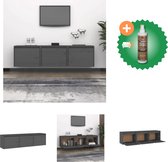 vidaXL Tv-meubelen 3 st massief grenenhout grijs - Kast - Inclusief Houtreiniger en verfrisser