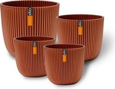 Capi Europe - Pot boule Groove 'made with' déchets - Set de 4 - Koper - Pots de fleurs pour intérieur et extérieur - Capi 'Made with' - Fabriqué à partir de matériaux recyclés - Garantie à vie - Coffret cadeau
