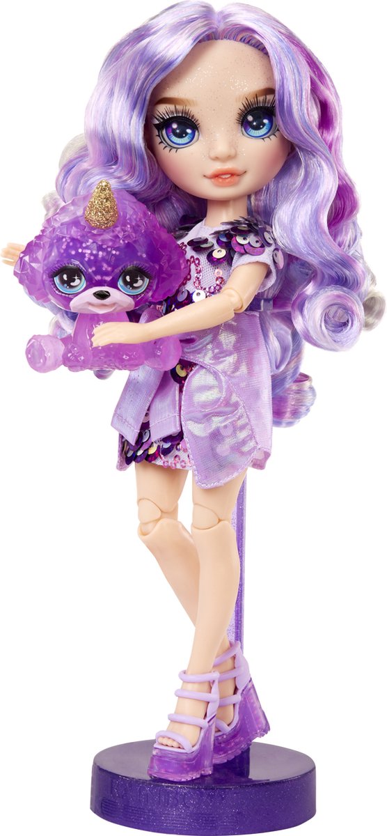 Rainbow High Klassieke Modepop - 28 cm - Violet (paars) - Met slijmset en diertje — afbeelding 2