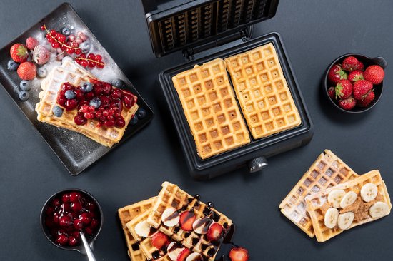 Bestron Wafelijzer - AWM100BL - 1600W - 2 wafels - Anti aanbaklaag - Zilver/Zwart - 5 jaar garantie — afbeelding 3