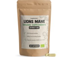 Cupplement Lion's Mane Extract Capsules 60 Stuks 20:1 Extract 400 MG Per Capsule Biologisch Lions - Geen Poeder - Supplement - Superfood - Paddenstoel - Hericium Erinaceus - Leeuwen manen - Hond & Kat - Mushroom - Pruikzam - Lion's NL-BIO-01