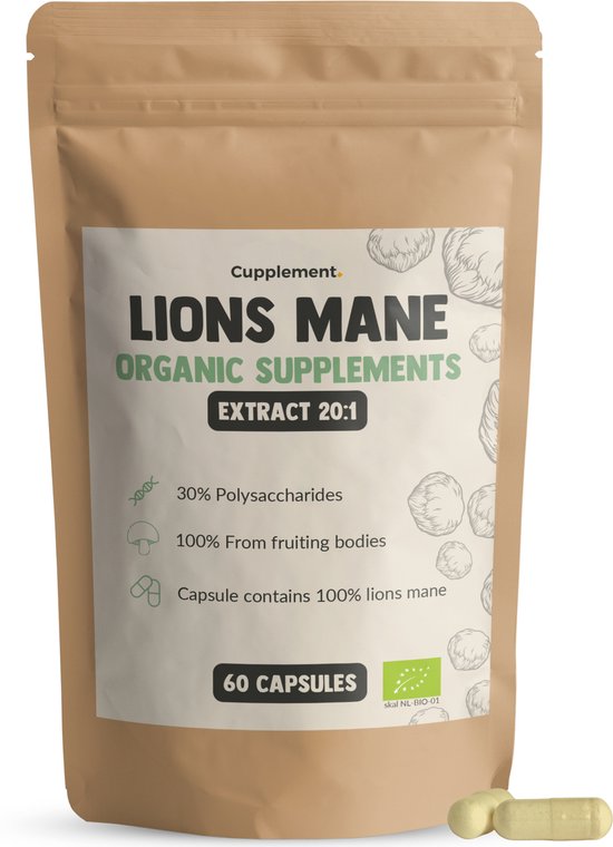 Cupplement - Lions Mane Extract Capsules 60 Stuks - Biologisch - 20:1 Extract...
