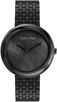 Calvin Klein CK25200323 Twisted bezel Dames Horloge - Mineraalglas - Staal - Zwart - 34 mm breed - Quartz - Vouw/Vlindersluiting - 3 ATM (spatwater)