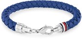 Tommy Hilfiger TJ2790548 Heren Armband - Gevlochten armband - Sieraad - Leer - Blauw - 8 mm breed - 19 cm lang