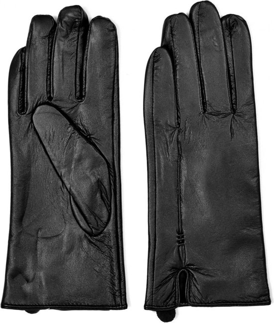 Dames Leren Handschoenen - Met Fleecevoering - Zwart