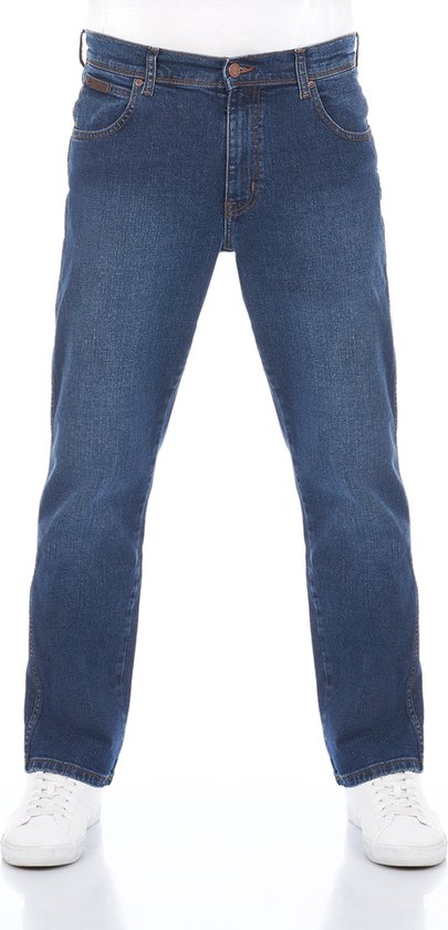 Wrangler Heren Jeans Broeken Texas Stretch regular/straight Fit Blauw 32W / 30L Volwassenen Denim Jeansbroek