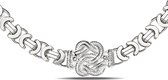 Juwelier Zwartevalk zilveren platte koningsschakel ketting met mattenklopper - ET 80-M/70cm--