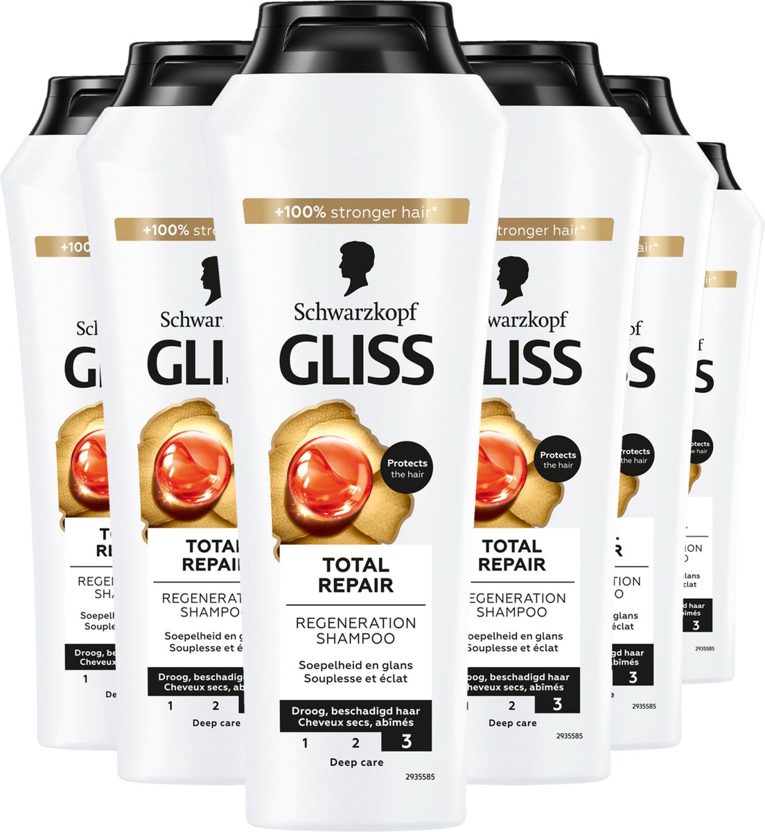 Schwarzkopf - Gliss - Total Repair - Shampoo - Haarverzorging - Voordeelverpakking - 6x 250 ml