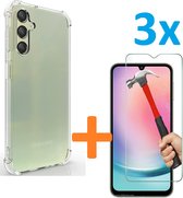 Anti-Shock silicone hoesje met 3 Pack Tempered glas Screen Protector Geschikt voor: Samsung Galaxy A24 / A25 5G/4G