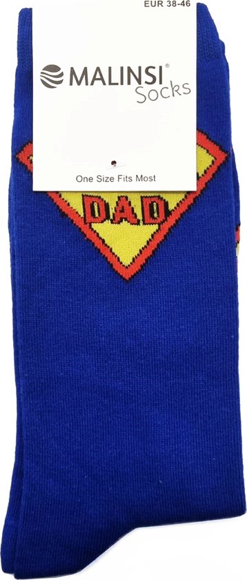 Malinsi SuperDad Sokken Heren - Grappige Huissokken Tot Maat 46 - Vaderdag - Happy Verjaardag Papa - Superman Socks - Cadeau Mannen - Vader - Papa - Malinsi