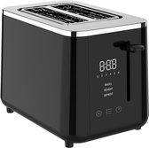 Safecourt Kitchen Broodrooster digitaal - Toaster - 6 Warmteniveaus - 2 Extra brede sleuven - 920W - RVS/Zwart