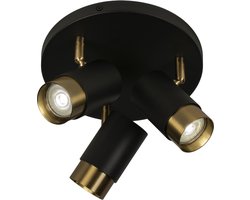 Lumidora Opbouwspot 74806 - ISAURA - 3 Lichts - GU10 - Zwart - Goud - Messing (kleur) - Metaal