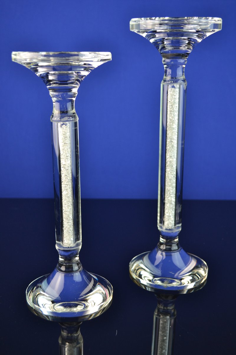 Set van 2 Luxe Kristallen Kandelaars – Tijdloze Elegantie & Sfeer