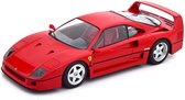 Het 1:18 Diecast-model van de Ferrari F40 uit 1987 in rood met rode stoelen. De fabrikant van het schaalmodel is KK Scale. Dit model is alleen online verkrijgbaar
