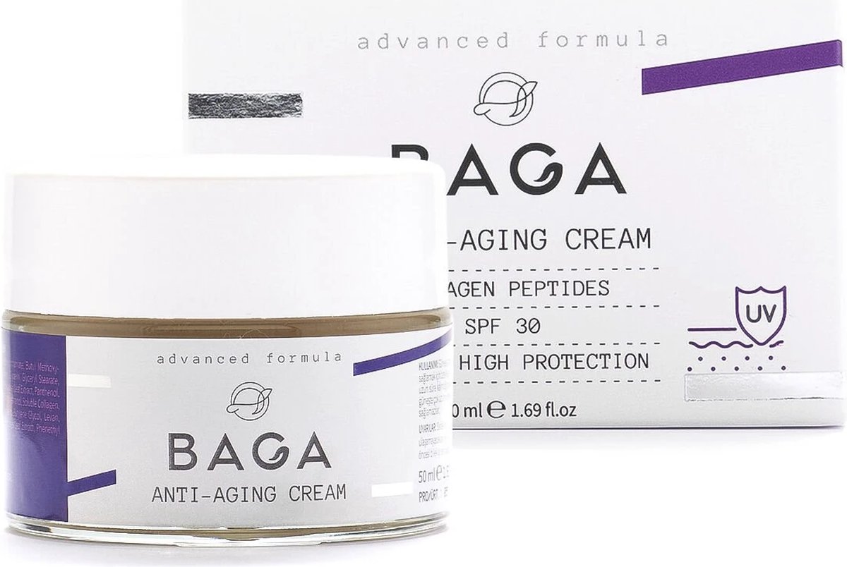 BAGA ANTI AGING CREAM - Collagen Peptides - SPF 30 - UVB+UVA High Protection