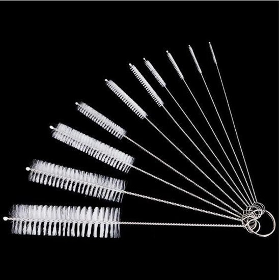 Brosses de nettoyage 10 pièces - Chiffons de nettoyage - Brosses cure-pipes de Diverse tailles - blanc