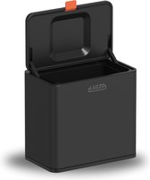 Luzzo® Loft Groente Afvalbak Zwart - Aanrecht Afvalbakje 5 liter - Uitneembare Binnenbak - Neerzetten/Ophangen - Zwart