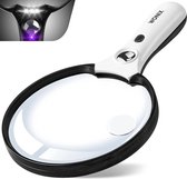 Wonix® - Loupe avec Siècle des Lumières LED - 2X 4X 25X - 3 lumières LED - Loupe - Loupe avec éclairage LED - pour Adultes et Personnes âgées - Pour lecture, DIY et inspection